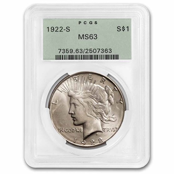 1922-S Peace Dollar MS-63 PCGS 1922-S Peace Dollar MS-63 PCGS